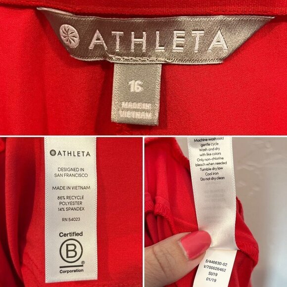 NWT Athleta tribeca Utility Crop Red pants Size 16 Stretchy athletic work cuffed - Picture 11 of 11